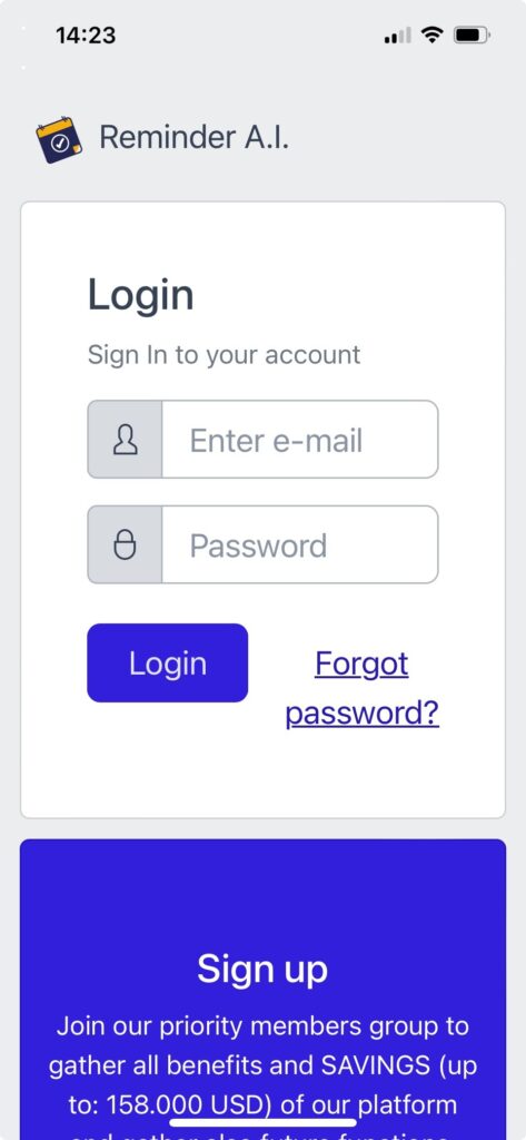 Reminder AI login