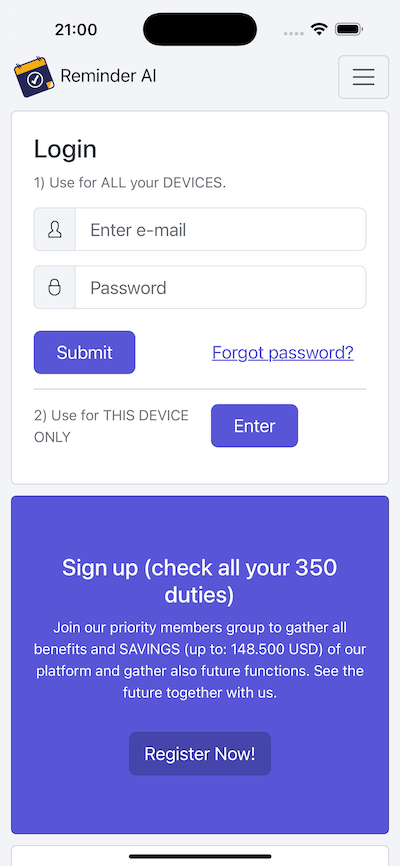 login screen
